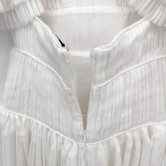 Aje. Dress Gown Expressive Pleated Maxi Dress Wedding Bride Puff Sleeve White 4 - Picture 9 of 14